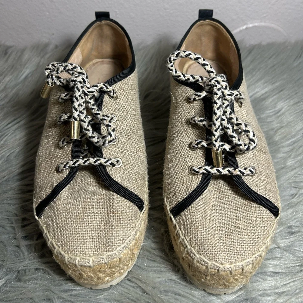 Botkier Women's Wren Oxford Espadrille Canvas Beige Espadrille Sneakers Size 7M